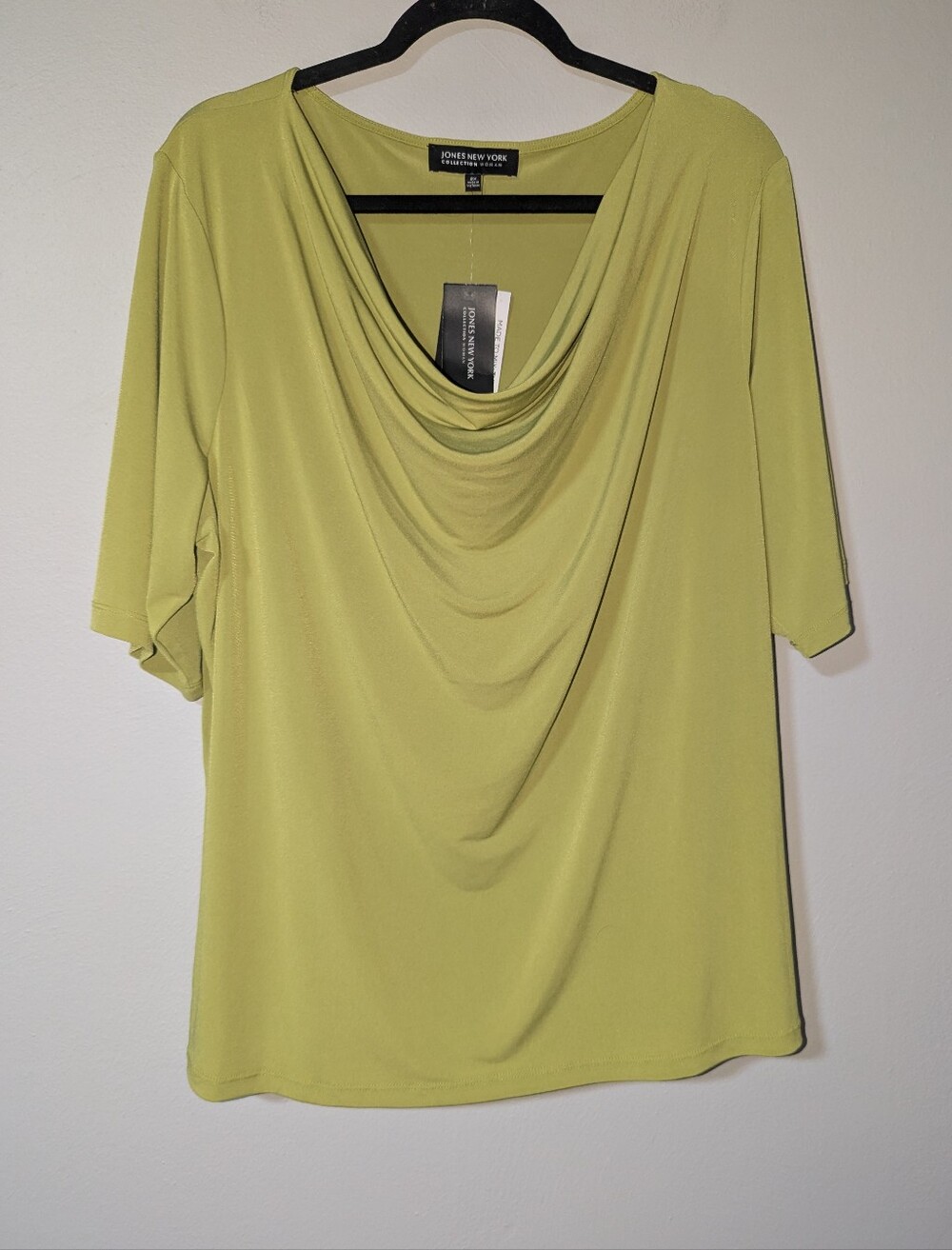 2X NWT Jones New York Chartreuse Draped Top